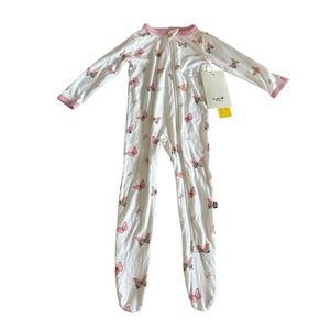 Kyte Baby NEW Pink and White Butterfly Footie 6-12 months